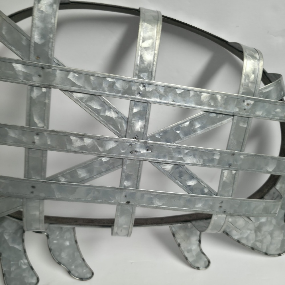 Farmhouse Galvanized Metal Pig Wire Wall Basket Rustic Country Primitive Decor - Picture 7 of 13